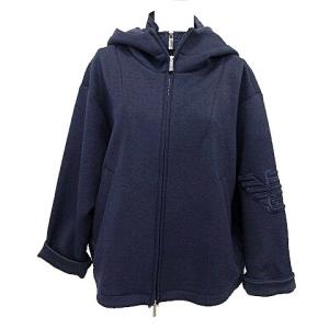 ジップアップ ワイド パーカー フェイクレイヤード エンボス加工 国内正規 40 L 紺 ネイビー