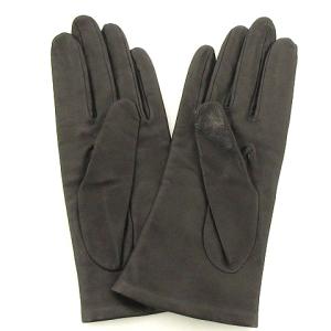 HERMES 希少 レザーグローブ 手袋 セリエボタン ゴールド金具 黒 ブラック 7.5 AA