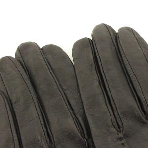 HERMES 希少 レザーグローブ 手袋 セリエボタン ゴールド金具 黒 ブラック 7.5 AA