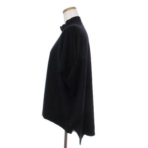 JOHN SMEDLEY 美品 ニット セーター 半袖 ドルマンスリーブ ハイネック ウール 無地 サイドスリット 紺 ネイビー ECS