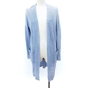 近年 カーディガン ロング 羽織 ガウン リネン100％ 麻 ニット XS 水色 ブルー