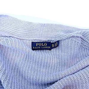 POLO RALPH LAUREN 近年 カーディガン ロング 羽織 ガウン リネン100％ 麻 ニット XS 水色 ブルー