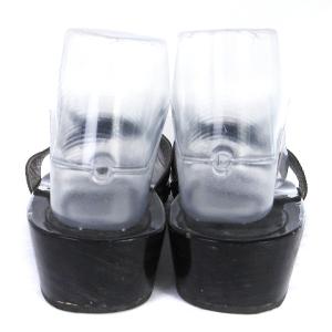 CHANEL サンダル ココマーク ウッドソール シルバー金具 ダークブラウン 36 23cm相当 AA