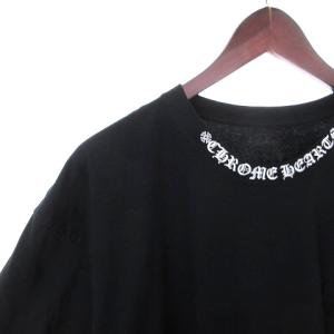 CHROME HEARTS Tシャツ 半袖 クルーネック ネックロゴ プリント コットン 胸ポケット XXL ブラック