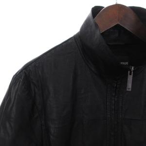 EMPORIO ARMANI L1B17P L1P24 レザージャケット 切替 ジップアップ ブラック