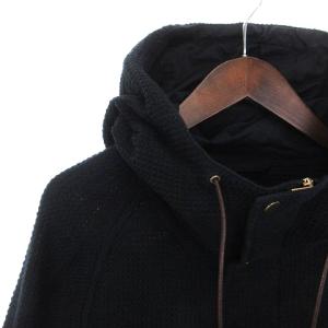 EMPORIO ARMANI MATT LINE ミリタリージャケット フード コットンニット マルチポケット 紺 ネイビー 46 SM0