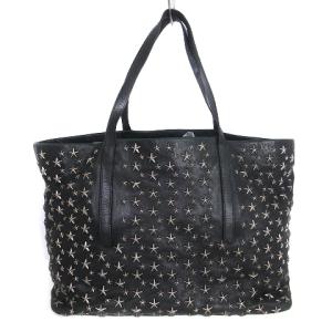 JIMMY CHOO ピムリコ スタースタッズ トートバッグ レザー 裏迷彩柄 黒