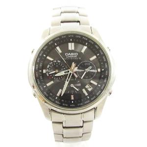 CASIO LINEAGE リニエージ 腕時計 クロノグラフ ソーラー電波 デイト 文字盤黒 シルバーカラー ウォッチ SM0