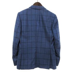 PAUL SMITH テーラードジャケット ブレザー 2B 背抜き チェック ウール 青系 ブルー系 M SM0
