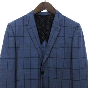 PAUL SMITH テーラードジャケット ブレザー 2B 背抜き チェック ウール 青系 ブルー系 M SM0