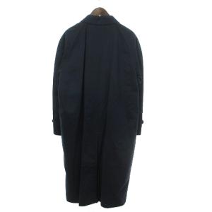 YVES SAINT LAURENT プールオム ステンカラーコート ロング丈 無地 比翼 フロントボタン 紺 ネイビー L  SM0