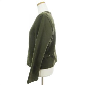 agnes b. 美品 カーディガン 長袖 裏起毛 スナップボタン ED17M001 コットン 無地 カーキ 3 L SM0