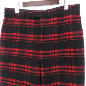 agnes b. ワイドパンツ チェック 起毛 赤 黒 40 SM0