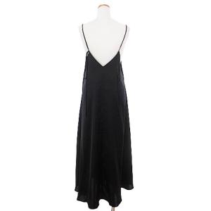 BEAUTY&YOUTH UNITED ARROWS キャミワンピース ロング フレア サテン 無地 1626-242-3814  黒 ブラック S