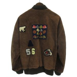 PAUL SMITH ヴィンテージ ブルゾン ジャケット スエード リブ スナップボタン ナンバリング ワッペン 刺繍 茶 ブラウン アウター SM0