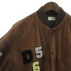 PAUL SMITH ヴィンテージ ブルゾン ジャケット スエード リブ スナップボタン ナンバリング ワッペン 刺繍 茶 ブラウン アウター SM0