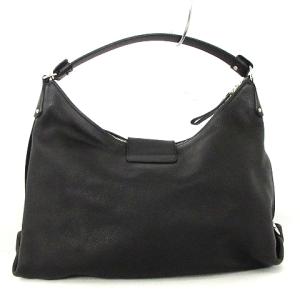 Salvatore Ferragamo ガンチーニ ショルダーバッグ  フラップ レザー 黒