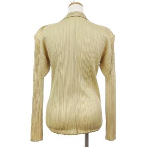 PLEATS PLEASE ISSEY MIYAKE イッセイミヤケ シャツ ブラウス 長袖 ストレッチ 無地 PP05-JJ001 ベージュ 3 L位 SM0