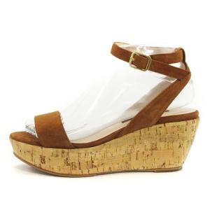 PELLICO SUNNY サンダル ウェッジソール ストラップ コルク スエード PY17-0607 茶 ブラウン 37 24cm位 SM0