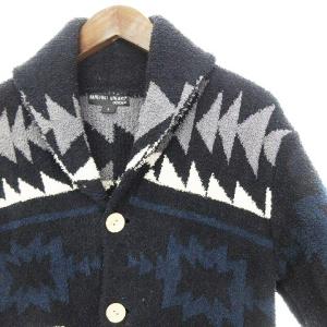 BAREFOOT DREAMS CC ADULT NATIVE SHALL カーディガン ネイティブ柄 もこもこ ネイビー系 S SM0