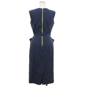 agnes b. タグ付き ワンピース ひざ丈 変形 ノースリーブ ストライプ コットン 青系 ブルー系 38 M位 SM0