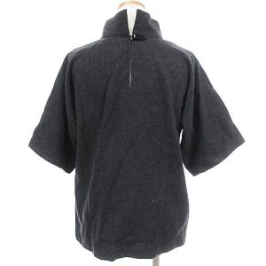 agnes b. カットソー ハイネック 5分袖 無地 ウール グレー 2 SM0