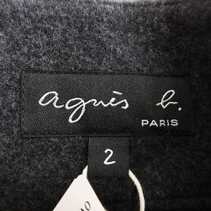 agnes b. カットソー ハイネック 5分袖 無地 ウール グレー 2 SM0