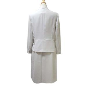 23区 セットアップ スーツ リラクションツイル ラップ見えスカート ひざ丈 ノーカラージャケット ライトグレー系 40 L X