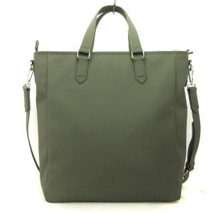 LACOSTE 美品 トートバッグ ショルダー ワンポイント ロゴ 2WAY PVC カーキ 緑系 グリーン系 SM0
