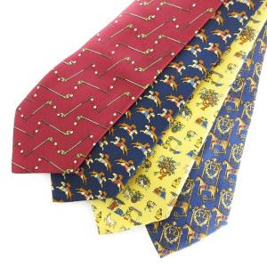 ネクタイ 4点セット まとめ レギュラータイ シルク レッド ネイビー イエロー系 SM0