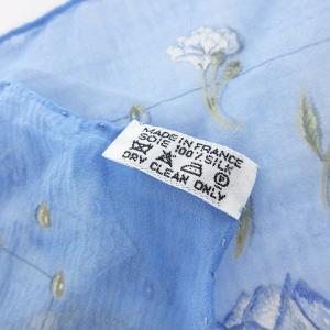 HERMES シルク スカーフ ハンカチーフ シアー バラ 薔薇 水色 ブルー系 SM0