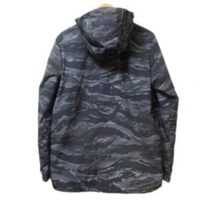 adidas ウーブンジャケット 迷彩 カモフラ GP0972 ジップアップ 裏フリース フーディー グレー L ロゴプリントドローコード