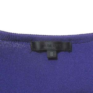 TO BE CHIC カーディガン ニット 長袖 紫 スパンコール ビジュー リボン II M パープル フロントホック レーヨン ナイロン X