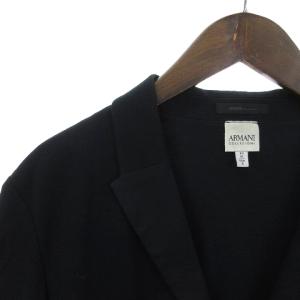 ARMANI COLLEZIONI テーラードジャケット シングル 3B ストレッチ コットン 無地 ノーベント 紺 ネイビー M