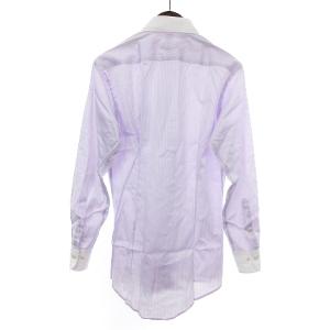 BLACK LABEL CRESTBRIDGE 美品 ワイシャツ 長袖 ストラップ 切替 ロゴ刺繍 コットン 紫 パープル 39 M位