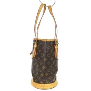 LOUIS VUITTON モノグラム バケットPM トートバッグ ショルダー レザー M42238 茶