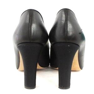 CHANEL パンプス ココマーク チャンキーヒール フェイクパール レザー 36.5 黒