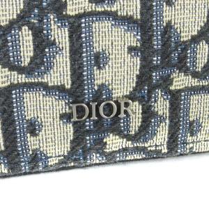 Dior オブリーク 財布 二つ折り ラウンドファスナー ジャガード レザー メタルロゴ ベージュ