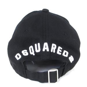 DSQUARED2 べースボールキャップ コットン ダメージ加工 ロゴ 刺繍 黒 ブラック 帽子
