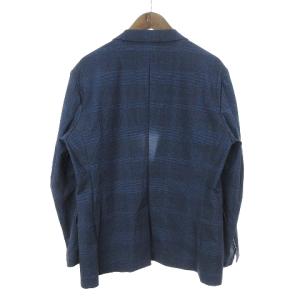 BLACK LABEL CRESTBRIDGE ブラックラボ チェック テーラード ジャケット ストレッチ ブルー ブラック系 LL SM0