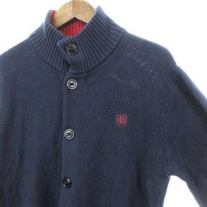 BLACK LABEL CRESTBRIDGE カーディガン ジャケット ニット ハイネック コットン ウール ネイビー 3 SM0