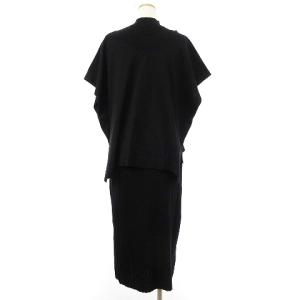 Diagram 21AW ポンチョ付きニットワンピース ロング ノースリーブ ボトルネック 無地 黒 ブラック 36 S位