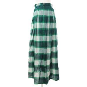 agnes b. 19年製 フレア スカート ロング プリーツ チェック 緑 グリーン系 36