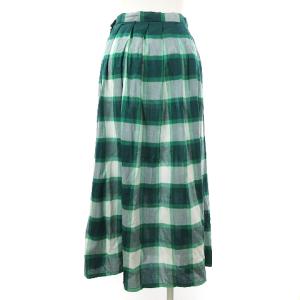 agnes b. 19年製 フレア スカート ロング プリーツ チェック 緑 グリーン系 36