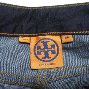 TORY BURCH デニム インディゴ パンツ ジーンズ ストレート ストレッチ 紺 ネイビー 26 コットン X