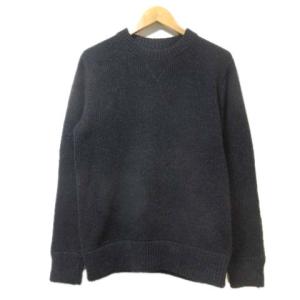 50590FA18 クルーネックニットセーター 黒 ブラック 長袖 XS 小さいサイズ Vガゼット アウトドアウエア X