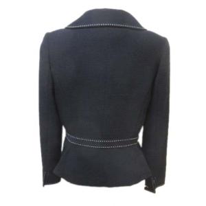 M'S GRACY スカート セットアップ スーツ ジャケット リボン ステッチ ひざ丈 タイト 紺 ネイビー 40 L ECS X