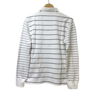 LACOSTE ポロシャツ 長袖 ボーダー 白 黒 ワンポイント 3 M ホワイト ブラック コットン X