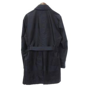 BLACK LABEL CRESTBRIDGE ステンカラーコート ボタンアップ ポリエステル ベルト付き チェック 紺 ネイビー L アウター SM0