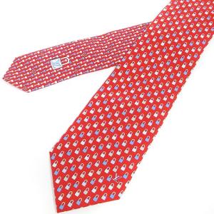 LOUIS VUITTON 美品 クラヴァット ファインド ザ キー ネクタイ レギュラータイ シルク100％ ロゴ プリント M73565 総柄 赤